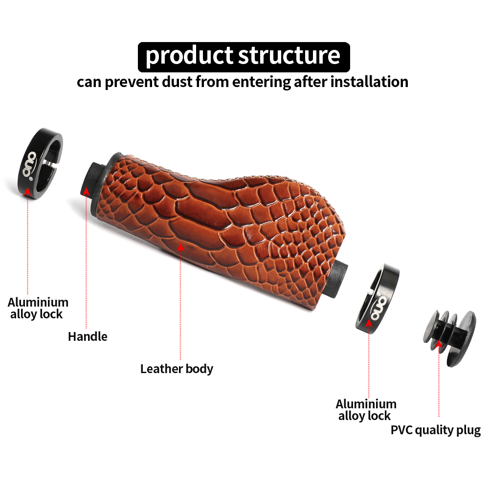 OUO Real Leather Bicycle Grips - Mtb Grip Lock On ulasan dan harga